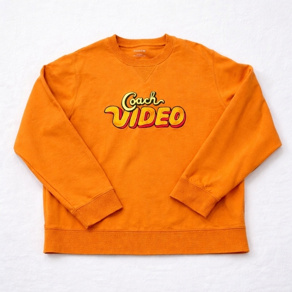Coach “Video” Graphic Sweatshirt – True Orange – Heavyweight Cotton – Size Large